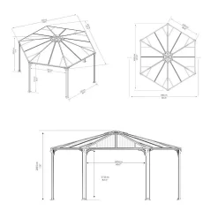 Palram - Canopia Monaco Hexagonal Garden Gazebo Grey -Garden Supplies Store 12810973 2024924172811849