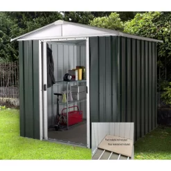 Yardmaster 6x8ft Hercules Deluxe Apex Metal Shed With Floor Frame