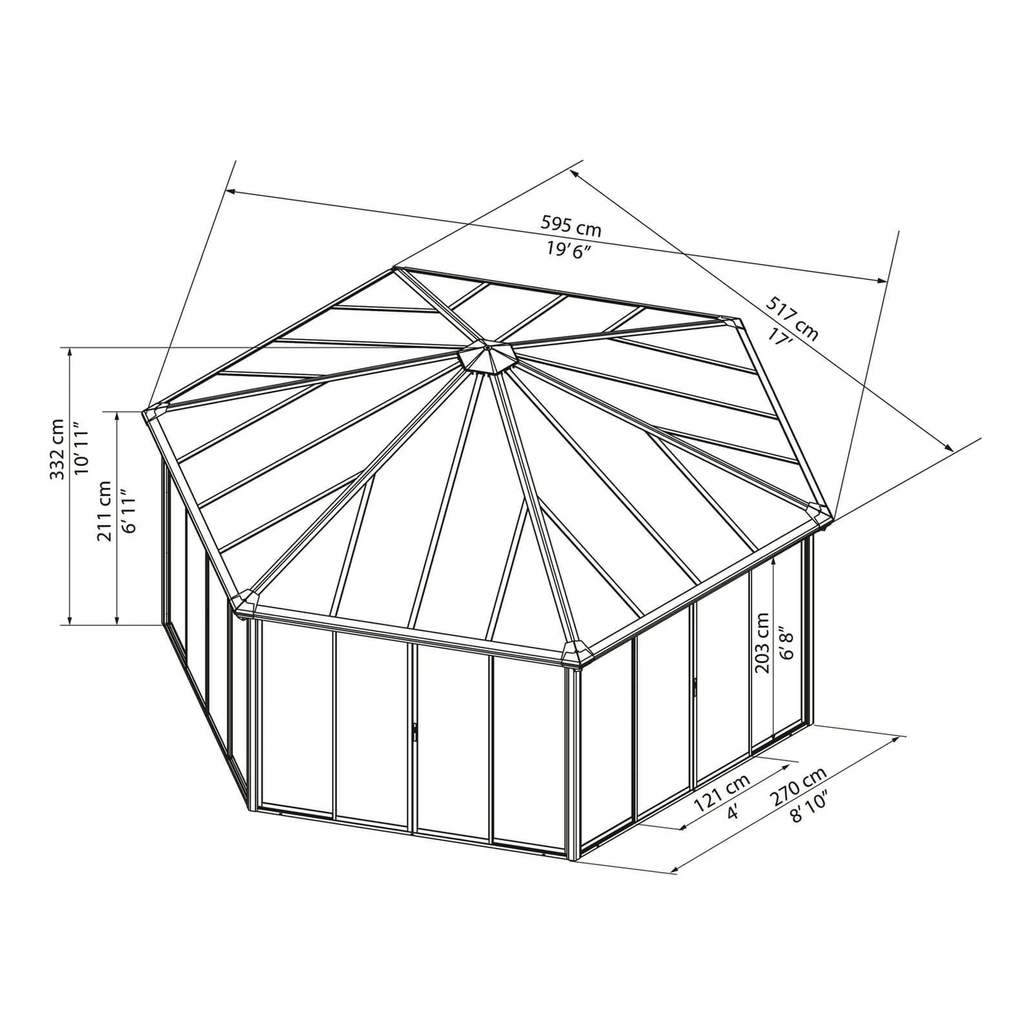 Palram - Canopia Garda Garden Conservatory Grey Bronze 8 Palram - Canopia Garda Garden Conservatory Grey Bronze - Image 8