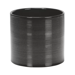 Glass Grey Ceramic Cover Pot - 16cm