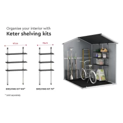 Keter Manor 6 X 8ft Outdoor Garden Apex Storage Shed - Grey -Garden Supplies Store 12840573 1125036178774807