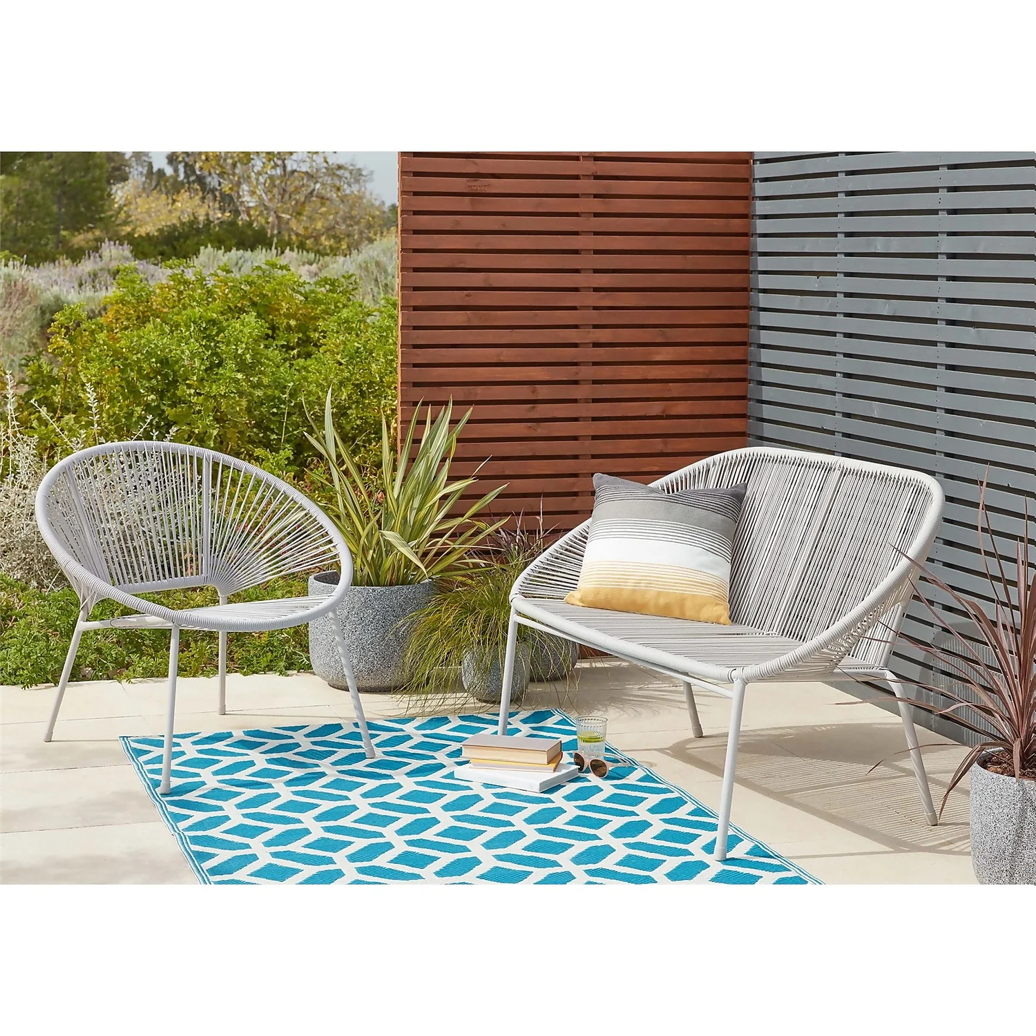 Homebase Acapulco 2 Seater Garden Bench - Grey 2 Homebase Acapulco 2 Seater Garden Bench - Grey - Image 2