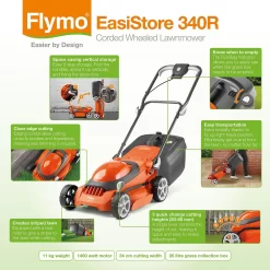 Flymo 1400W EasiStore 340R Electric Lawn Mower - 34cm -Garden Supplies Store 12885911 2254846175325273
