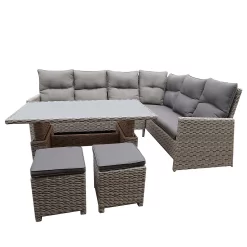 Mortimer Grey Rattan Garden Corner Sofa Set -Garden Supplies Store 12887790 1775047776377538