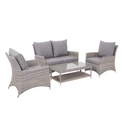Florence 4 Seater Grey Rattan Garden Sofa Set -Garden Supplies Store 12887803 1594843689581184