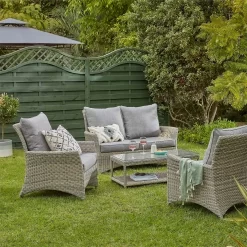 Florence 4 Seater Grey Rattan Garden Sofa Set