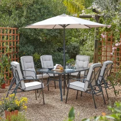 New Release 11 Rowly 6 Seater Garden Dining Set With Parasol