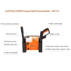 Yard Force 1800W 135Bar Compact Pressure Washer -Garden Supplies Store 12892251 9054929620347179