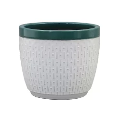House Beautiful 2 Tone Teal Rim Egg Pot - 20cm