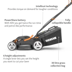 WORX 40V WG779E.1 Cordless Lawn Mower - 34cm -Garden Supplies Store 13326413 2294944673153362