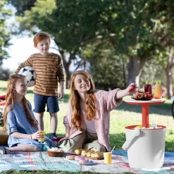 Keter GoBar Outdoor Ice Cooler Table Garden Furniture - Red / White -Garden Supplies Store 13412934 5744910901735855