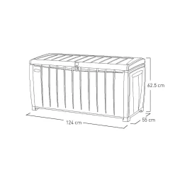 Keter Ace Outdoor Garden Storage Box 124 X 55 X 62.5 Cm - Grey And Black -Garden Supplies Store 13432924 1804947994784994