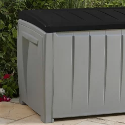Keter Ace Outdoor Garden Storage Box 124 X 55 X 62.5 Cm - Grey And Black -Garden Supplies Store 13432924 3844947994747044
