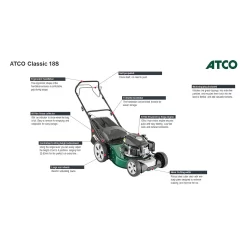 Atco 139cc Classic 18S Petrol Lawn Mower - 46cm -Garden Supplies Store 13483565 1664929335782785