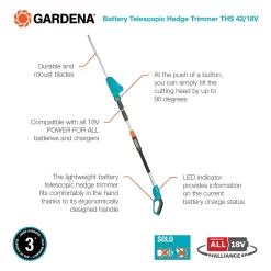 GARDENA Telescopic Cordless 18V Hedge Trimmer -Garden Supplies Store 13524827 1334936344375021