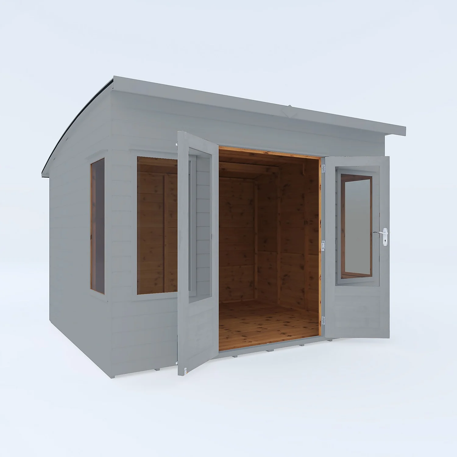 Country Living Premium Langham 10ft X 8ft Curved Roof Summerhouse Painted + Installation - Thorpe Towers Grey 1 Country Living Premium Langham 10ft X 8ft Curved Roof Summerhouse Painted + Installation - Thorpe Towers Grey