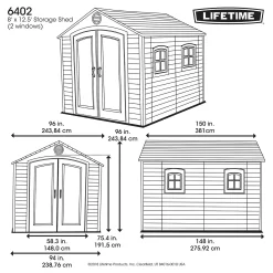 Lifetime 8x 12.5ft Plastic Outdoor Storage Shed - Installation Included -Garden Supplies Store 13911313 4564978028037390