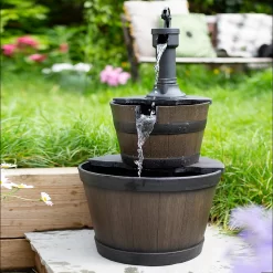 Stylish Fountain Whiskey Barrels Garden Water Feature -Garden Supplies Store 13944159 3115005845107244