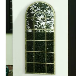 MirrorOutlet Green Country Rustic Multi Panel Design Garden Mirror - 140x56cm