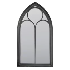 MirrorOutlet Black Somerley Chapel Arch Metal Garden Mirror - 112x61cm