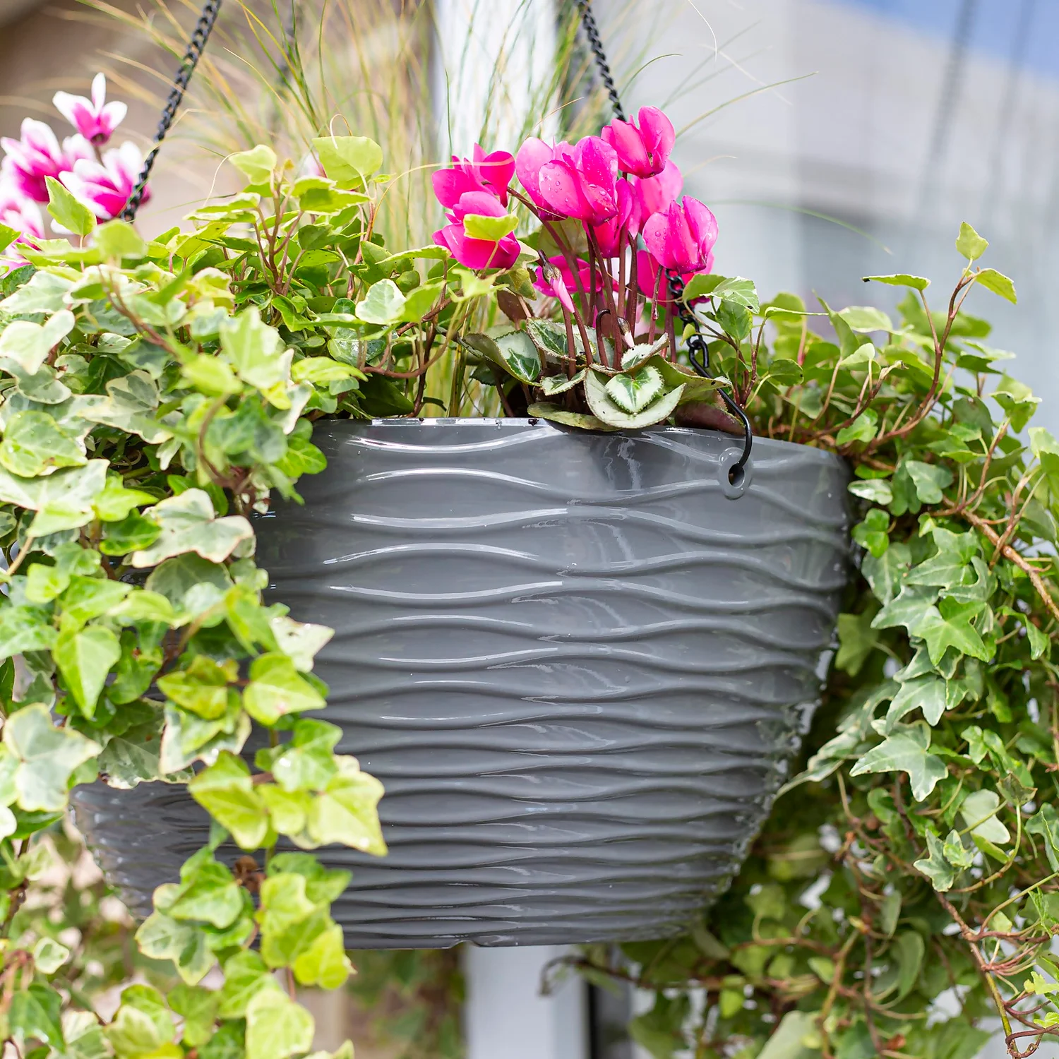 Wave Hanging Basket Charcoal - 35cm 2 Wave Hanging Basket Charcoal - 35cm - Image 2