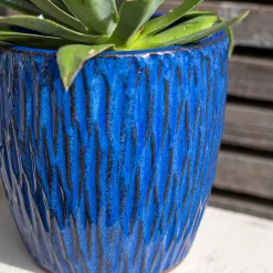 Chiswick Textured Pot Blue - 18cm -Garden Supplies Store 13973626 8265011238545092
