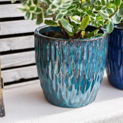 Chiswick Textured Pot Green - 32cm -Garden Supplies Store 13973629 1185011238552049