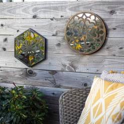 Round Laser Cut Outdoor Mirror 35cm - Bronze -Garden Supplies Store 13981008 1935005835535414