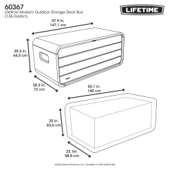 LIFETIME 515L Modern Outdoor Storage Deck Box - Rough-Cut Grey -Garden Supplies Store 13997405 1815000055325515