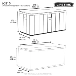 LIFETIME 568L Outdoor Storage Deck Box - Rough-Cut Brown -Garden Supplies Store 13997406 1424999835348871