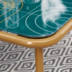 Omari Metal Garden Corner Sofa Set - Teal & Gold -Garden Supplies Store 14005699 2305022704523750