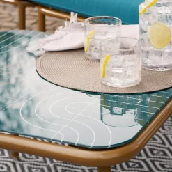 Omari Metal Garden Corner Sofa Set - Teal & Gold -Garden Supplies Store 14005699 4965022704578830