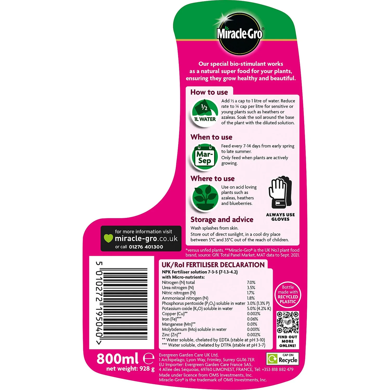 Miracle-Gro Azalea, Camellia & Rhododendron Concentrated Liquid Plant Food 800ml 4 Miracle-Gro Azalea, Camellia & Rhododendron Concentrated Liquid Plant Food 800ml - Image 4