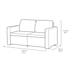 Keter California 2 Seater Outdoor Balcony Garden Furniture Chaise Lounge - Graphite With Grey Cushions -Garden Supplies Store 14539590 1495041802386050