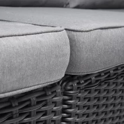 Keter California 2 Seater Outdoor Balcony Garden Furniture Chaise Lounge - Graphite With Grey Cushions -Garden Supplies Store 14539590 8855041802353971